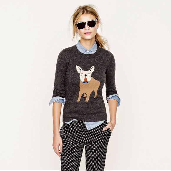 J. Crew Sweaters - J. Crew French Bulldog Crewneck Sweater Gray Med